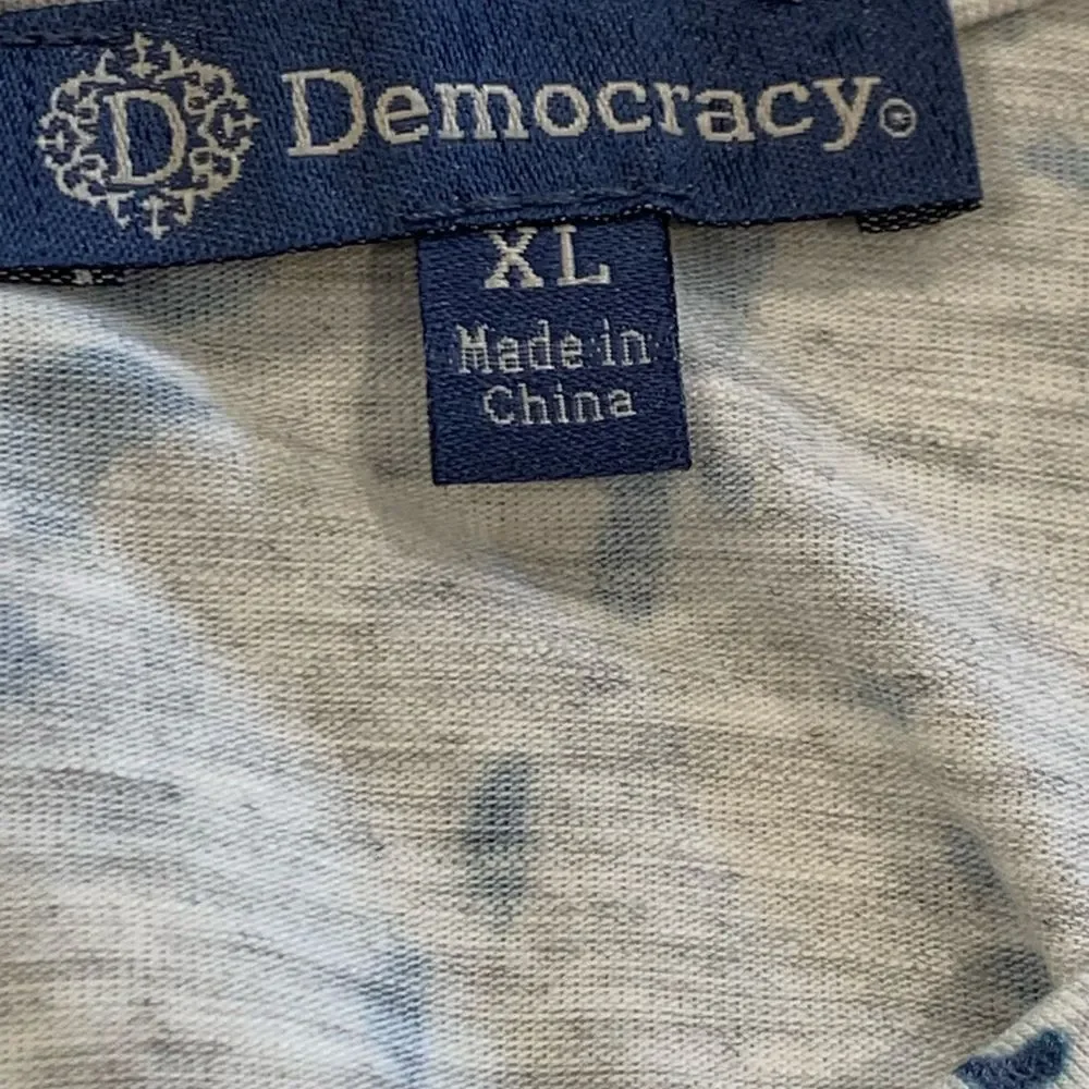 Democracy Cream and Blue  3/4 Sleeve Tunic